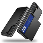 Slide Card Holder PC + TPU Hybrid Back Phone Case for Samsung Galaxy S21+ 5G