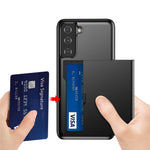 Slide Card Holder PC + TPU Hybrid Back Phone Case for Samsung Galaxy S21+ 5G