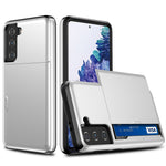 Slide Card Holder PC + TPU Hybrid Back Phone Case for Samsung Galaxy S21+ 5G