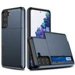 Slide Card Holder PC + TPU Hybrid Back Phone Case for Samsung Galaxy S21+ 5G