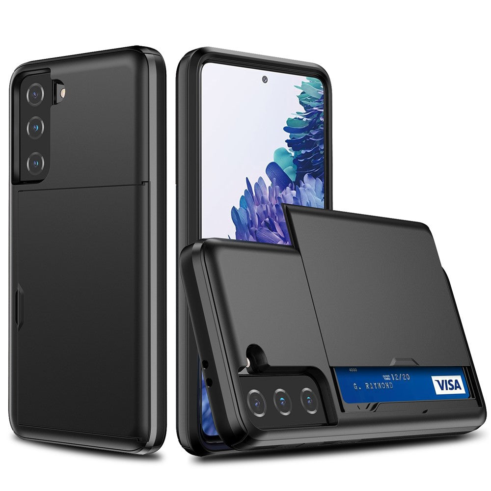 Samsung Galaxy S21 4G/5G Reptåligt Korthållare PC + TPU Hybrid mobilskal