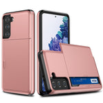 Samsung Galaxy S21 4G/5G, ridsefast kortholdercover i PC + TPU-hybrid