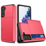 Samsung Galaxy S21 4G/5G, ridsefast kortholdercover i PC + TPU-hybrid