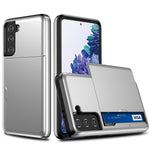 Samsung Galaxy S21 4G/5G, ridsefast kortholdercover i PC + TPU-hybrid