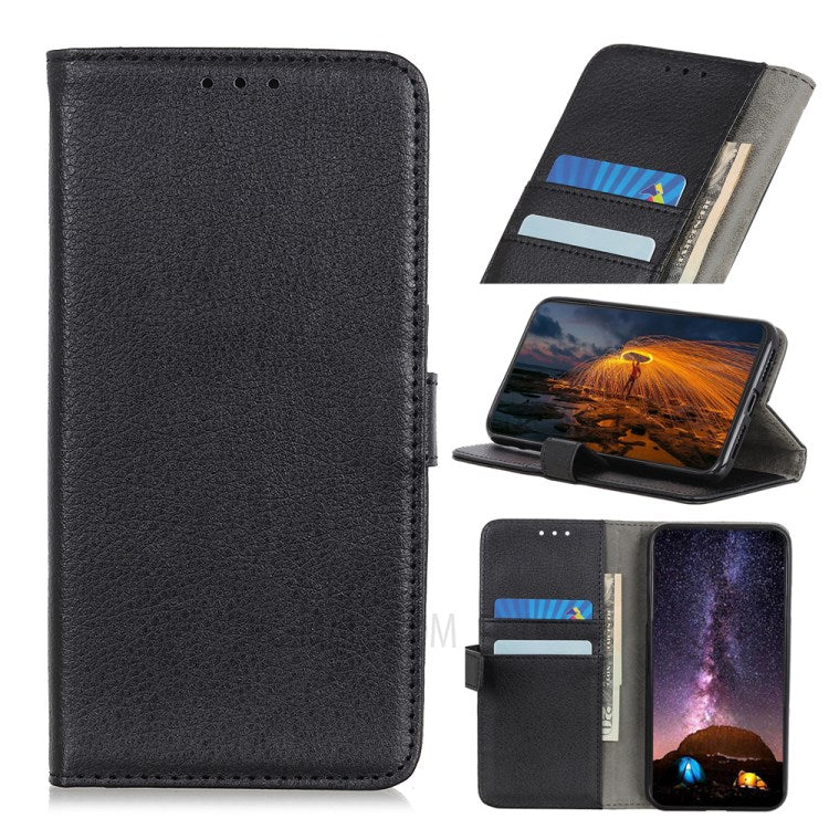 Litchi Skin PU-läder fallsäkert plånboksfodral med skyddsfilm för Samsung Galaxy A52 4G/5G / A52s 5G
