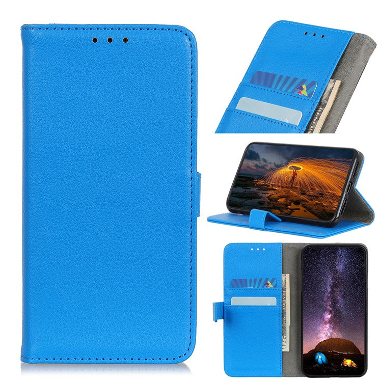 Litchi Skin PU-läder fallsäkert plånboksfodral med skyddsfilm för Samsung Galaxy A52 4G/5G / A52s 5G