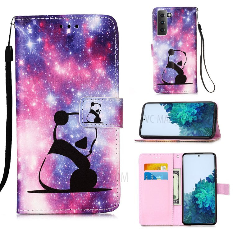 Anti-Drop PU Leather Wallet Stand Case Smartphone Cover Shell with Pattern Printing for Samsung Galaxy S21 4G/5G