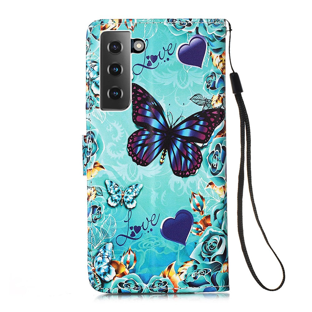 Anti-Drop PU Leather Wallet Stand Case Smartphone Cover Shell with Pattern Printing for Samsung Galaxy S21 4G/5G