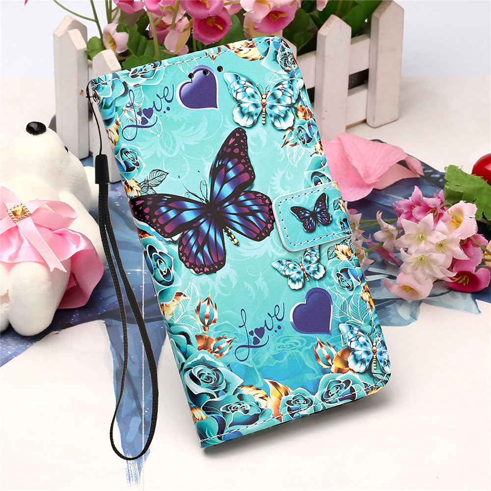 Anti-Drop PU Leather Wallet Stand Case Smartphone Cover Shell with Pattern Printing for Samsung Galaxy S21 4G/5G