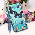 Anti-Drop PU Leather Wallet Stand Case Smartphone Cover Shell with Pattern Printing for Samsung Galaxy S21 4G/5G