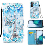 Anti-Drop PU Leather Wallet Stand Case Smartphone Cover Shell with Pattern Printing for Samsung Galaxy S21 4G/5G