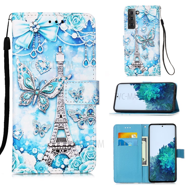 Anti-Drop PU Leather Wallet Stand Case Smartphone Cover Shell with Pattern Printing for Samsung Galaxy S21 4G/5G