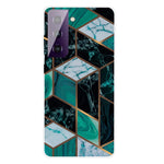 Phone Case for Samsung Galaxy S21 4G/5G Shockproof Protective Cover Marble Pattern Printing TPU Phone Shell