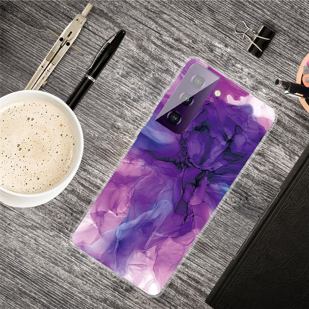 Phone Case for Samsung Galaxy S21 4G/5G Shockproof Protective Cover Marble Pattern Printing TPU Phone Shell