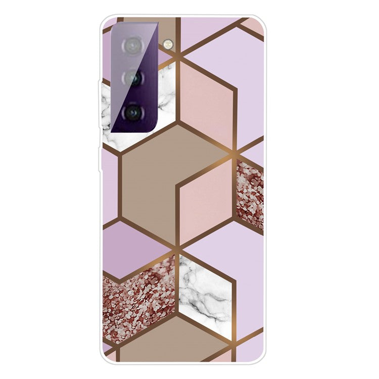Phone Case for Samsung Galaxy S21 4G/5G Shockproof Protective Cover Marble Pattern Printing TPU Phone Shell