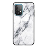 Til Samsung Galaxy A52 4G/5G / A52s 5G Hærdet glas + PC-bagside TPU-ramme etui Marmormønster design Stød-beskyttende cover