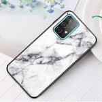 Til Samsung Galaxy A52 4G/5G / A52s 5G Hærdet glas + PC-bagside TPU-ramme etui Marmormønster design Stød-beskyttende cover