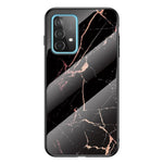 Til Samsung Galaxy A52 4G/5G / A52s 5G Hærdet glas + PC-bagside TPU-ramme etui Marmormønster design Stød-beskyttende cover