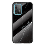 Til Samsung Galaxy A52 4G/5G / A52s 5G Hærdet glas + PC-bagside TPU-ramme etui Marmormønster design Stød-beskyttende cover