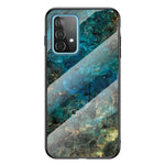 Til Samsung Galaxy A52 4G/5G / A52s 5G Hærdet glas + PC-bagside TPU-ramme etui Marmormønster design Stød-beskyttende cover
