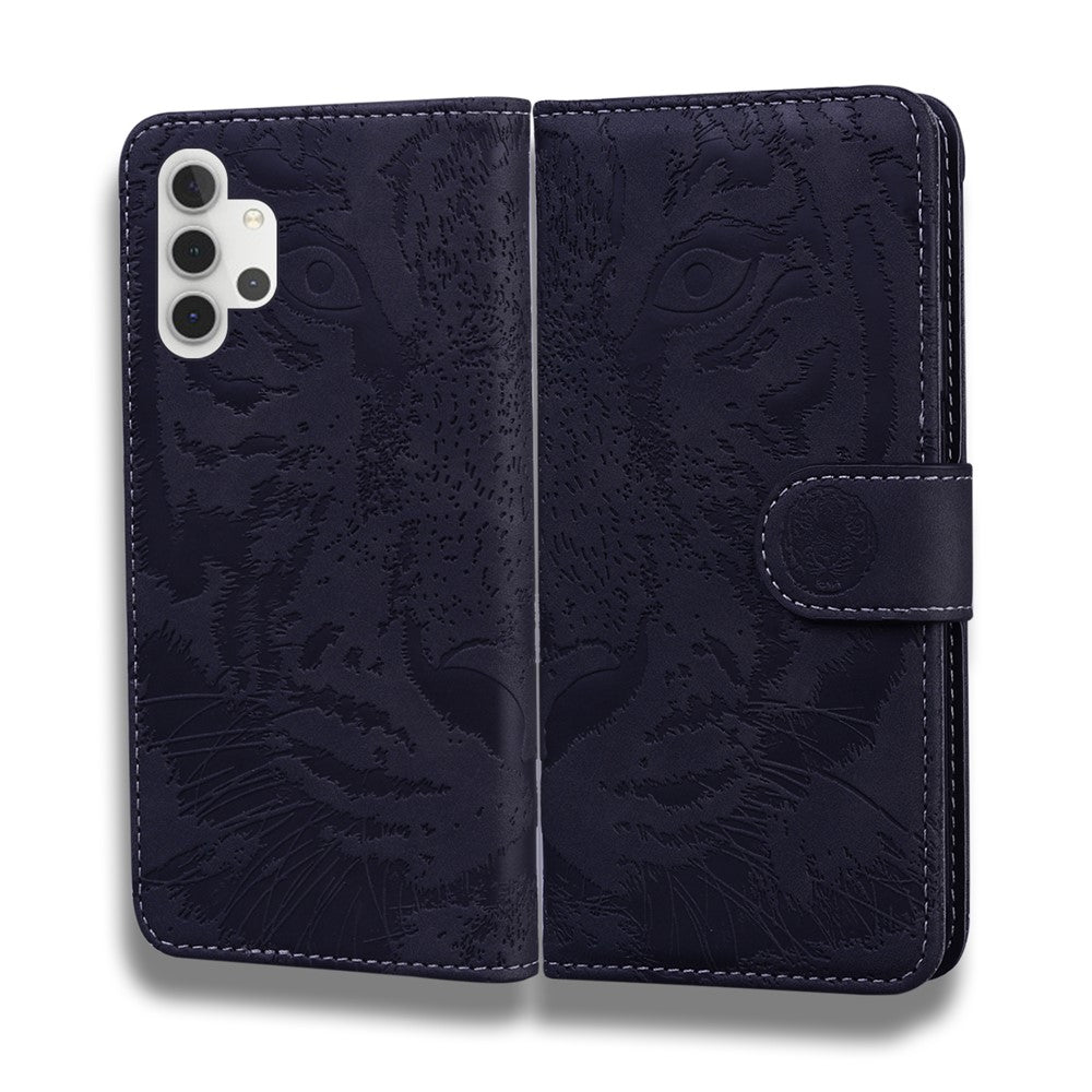 Wallet Leather Phone Stand Case for Samsung Galaxy A32 5G/M32 5G Tiger Face Imprinting Case