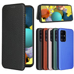 Card Holder Carbon Fiber Leather Auto-absorbed Cover Case for Samsung Galaxy A52 4G/5G / A52s 5G