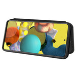 Card Holder Carbon Fiber Leather Auto-absorbed Cover Case for Samsung Galaxy A52 4G/5G / A52s 5G