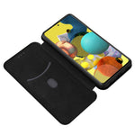 Card Holder Carbon Fiber Leather Auto-absorbed Cover Case for Samsung Galaxy A52 4G/5G / A52s 5G