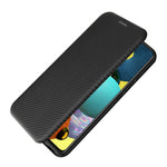 Card Holder Carbon Fiber Leather Auto-absorbed Cover Case for Samsung Galaxy A52 4G/5G / A52s 5G