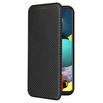 Card Holder Carbon Fiber Leather Auto-absorbed Cover Case for Samsung Galaxy A52 4G/5G / A52s 5G