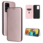 Card Holder Carbon Fiber Leather Auto-absorbed Cover Case for Samsung Galaxy A52 4G/5G / A52s 5G