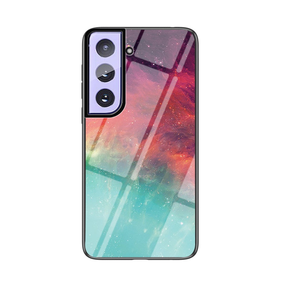 Starry Sky Pattern Ultra Light TPU + PC + Tempered Glass Phone Cover Shell for Samsung Galaxy S21 4G/5G