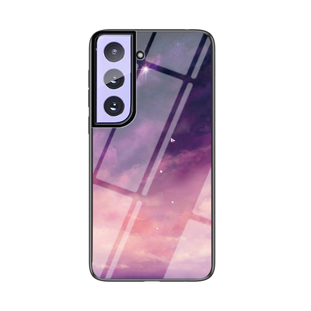 Stjernehimmel Mønster Ultralet TPU + PC + Hærdet Glas Telefon Cover Skal til Samsung Galaxy S21 4G/5G