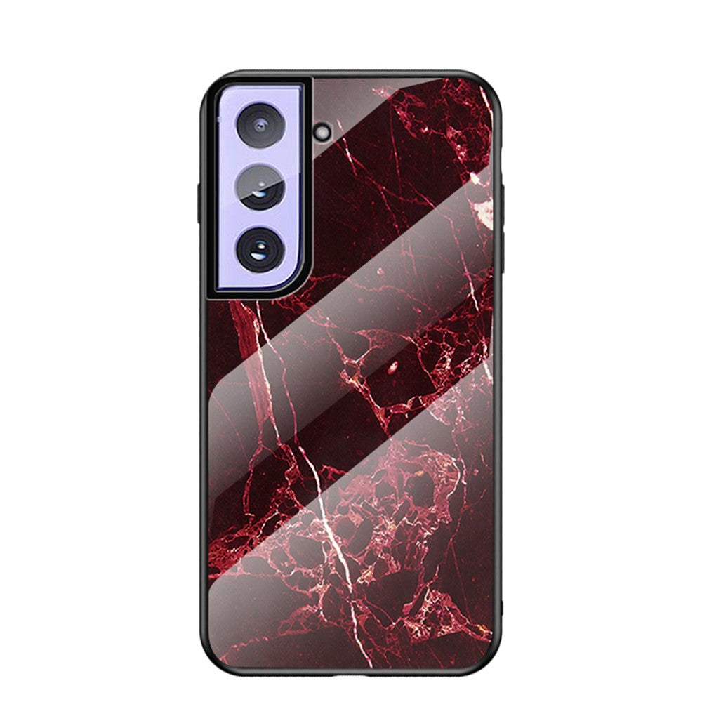 Light and Thin Marble Pattern PC + TPU + Tempered Glass Hybrid Cover for Samsung Galaxy S21 4G/5G