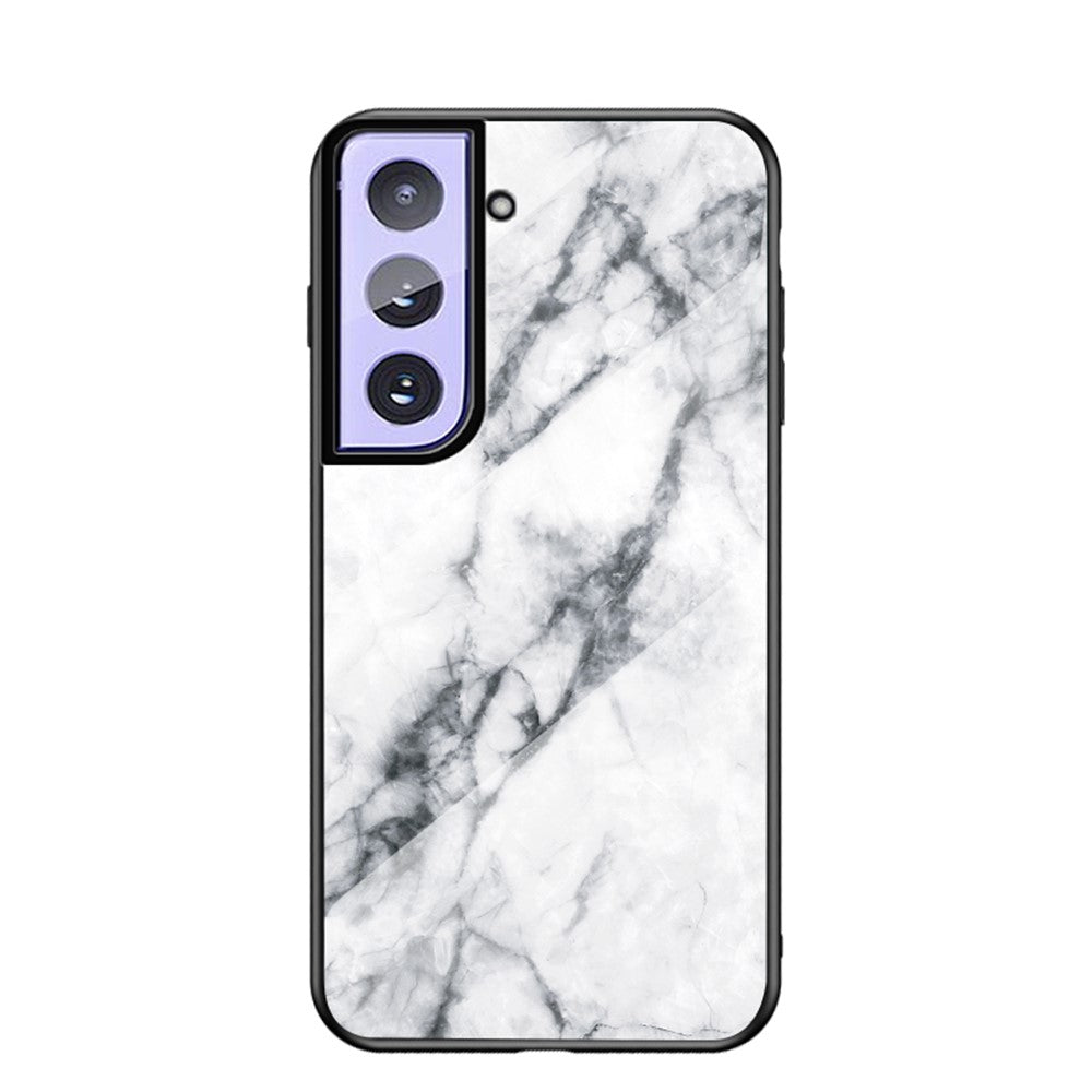Lätt och tunt hybridskal i marmormönster med PC + TPU + härdat glas för Samsung Galaxy S21 4G/5G