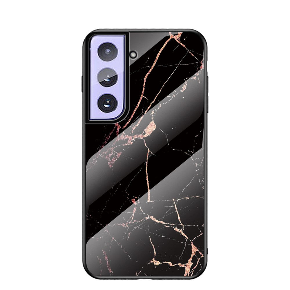 Lätt och tunt hybridskal i marmormönster med PC + TPU + härdat glas för Samsung Galaxy S21 4G/5G