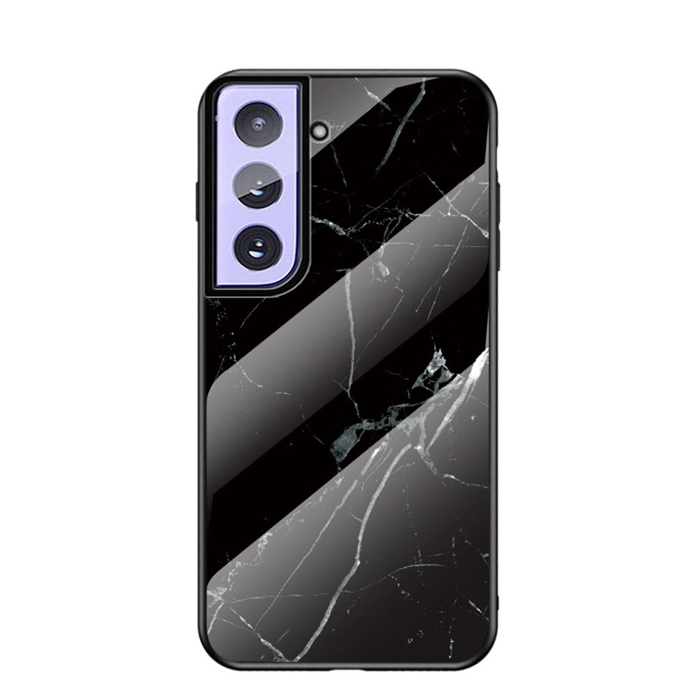 Marmor Mønster Hærdet Glas PC TPU Cover til Samsung Galaxy S21+ 5G