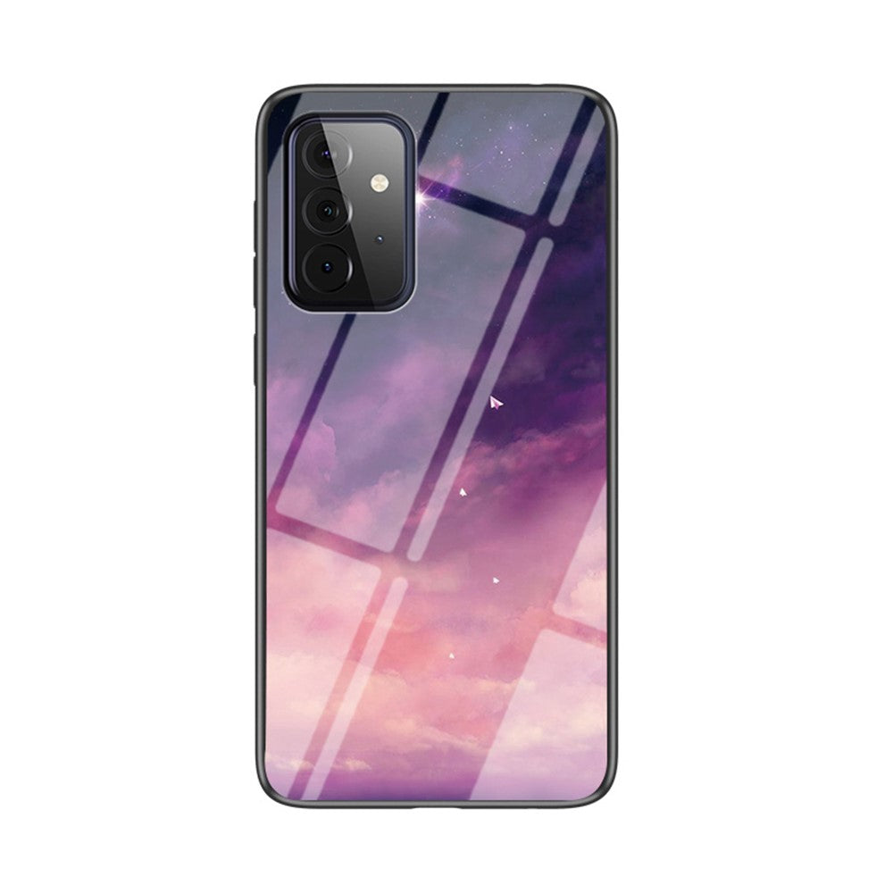 Starry Sky Pattern Printing Shell for Samsung Galaxy A72 4G/5G Glass + PC + TPU Hybrid Case