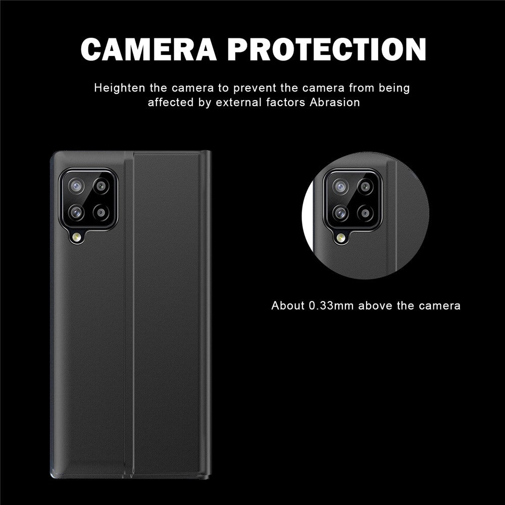 Samsung Galaxy A12 View Window Auto Absorbing Phone Case Flip Leather Stand Mobile Phone Shell
