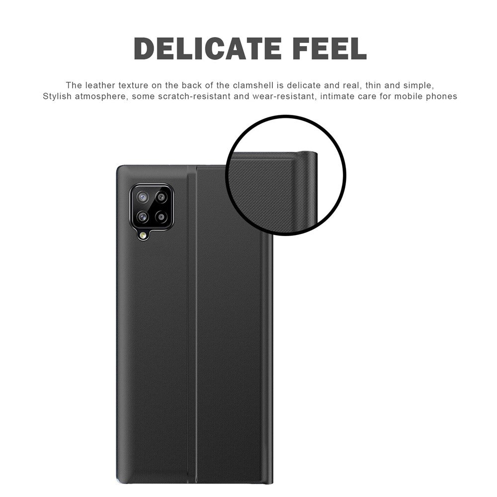 Samsung Galaxy A12 View Window Auto Absorbing Phone Case Flip Leather Stand Mobile Phone Shell