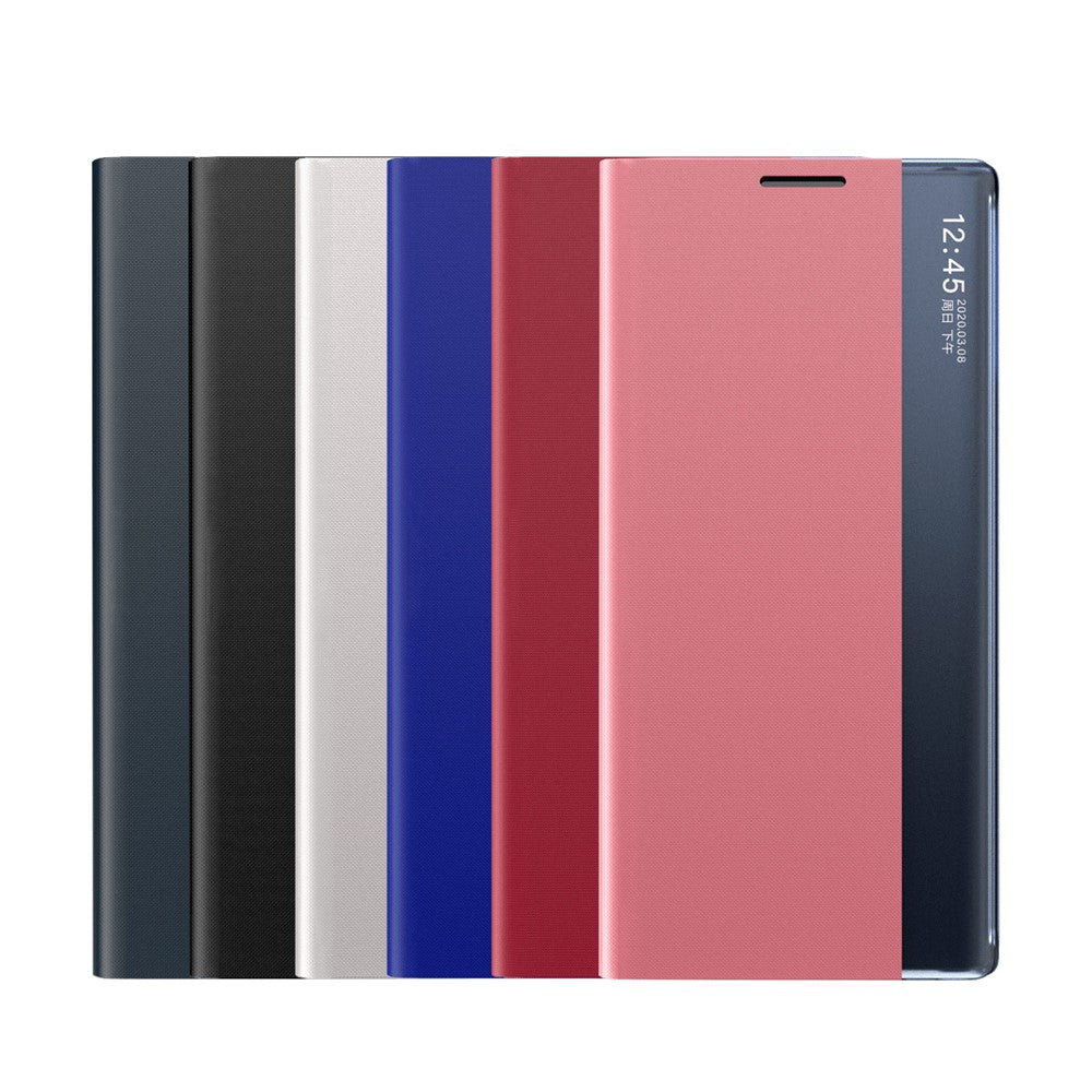 Samsung Galaxy A12 View Window Auto Absorbing Phone Case Flip Leather Stand Mobile Phone Shell