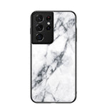 Marble Pattern Tempered Glass + PC + TPU Phone Shell for Samsung Galaxy S21 Ultra 5G
