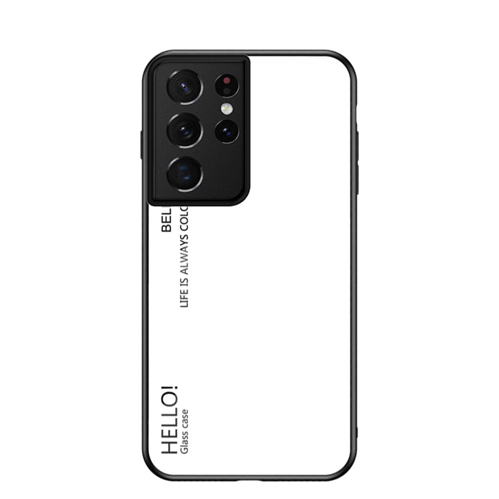 TPU Frame Color Gradient Tempered Glass Back Cell Phone Case for Samsung Galaxy S21 Ultra 5G