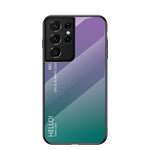 TPU Frame Color Gradient Tempered Glass Back Cell Phone Case for Samsung Galaxy S21 Ultra 5G