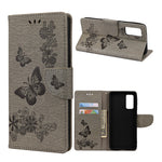 Læderpung med præget sommerfugle og blomster etui med standfunktion til Samsung Galaxy A72 5G / A72 4G