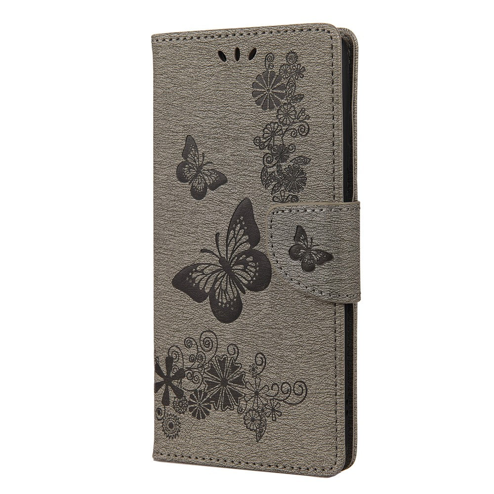 Læderpung med præget sommerfugle og blomster etui med standfunktion til Samsung Galaxy A72 5G / A72 4G