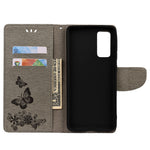 Læderpung med præget sommerfugle og blomster etui med standfunktion til Samsung Galaxy A72 5G / A72 4G