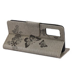 Læderpung med præget sommerfugle og blomster etui med standfunktion til Samsung Galaxy A72 5G / A72 4G