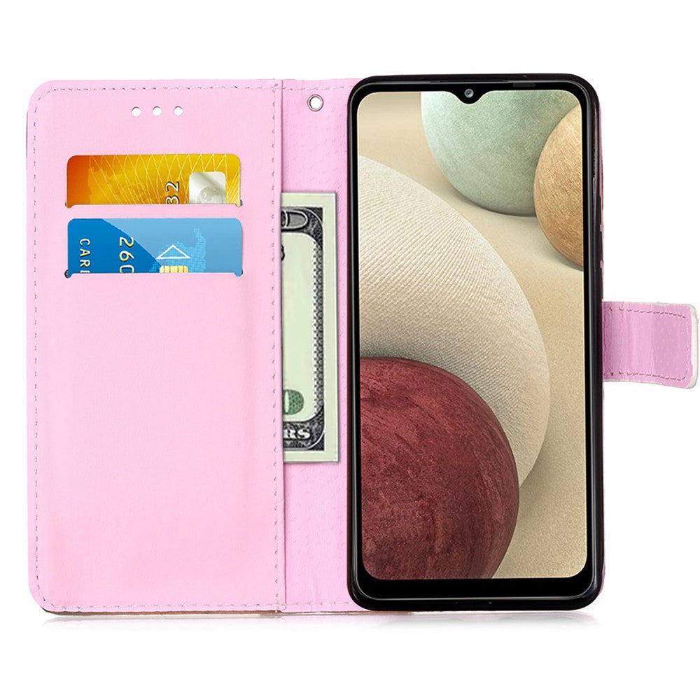 TPU + PU-läder plånboksfodral med mönstertryck för Samsung Galaxy A12/M12