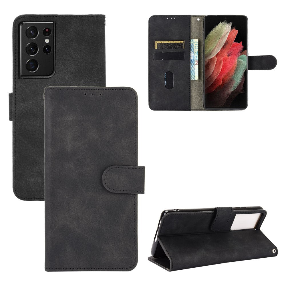 Delicate PU Leather Wallet Cell Phone Case for Samsung Galaxy S21 Ultra 5G
